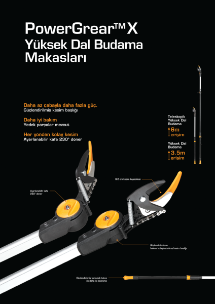 Fiskars Powergear UPX86 Yüksek Dal Budama Makası