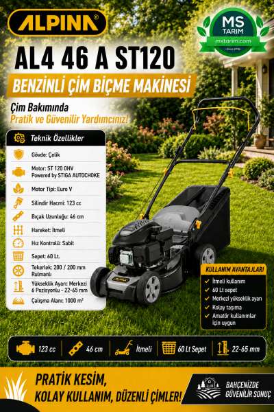 ALPINA AL4 46 A ST120 BENZİNLİ ÇİM BİÇME MAKİNESİ