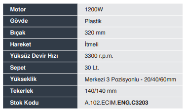 ENG ENERGY LM-C3203 1200W ELEKTRİKLİ ÇİM BİÇME