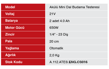 ENERGY CS-016 650W AKÜLÜ TESTERE