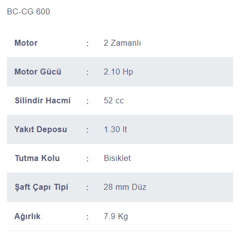 BACO BC-CG 600 BENZİNLİ YAN TIRPAN