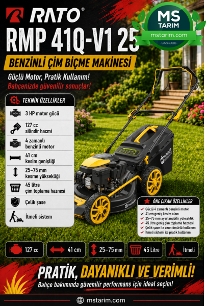 RATO RMP 41Q-V1 25 BENZİNLİ ÇİM BİÇME MAKİNESİ